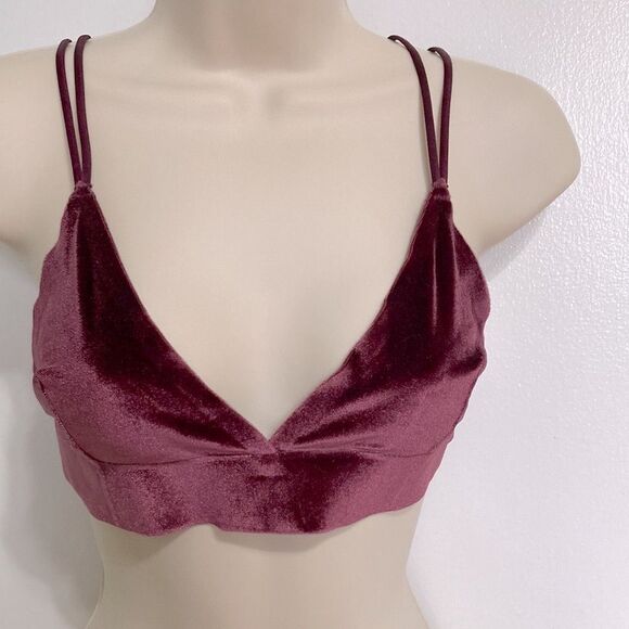 Shimera Velvet Deep Purple Burgundy Bralette Bra Womens Size Small - Picture 2 of 11